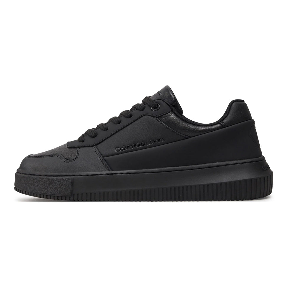 Chunky Cupsole Leather Sneakers - Black