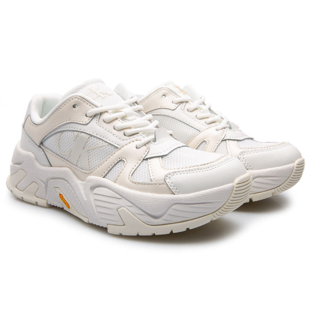 Vibram Chunky Runner Leather Mix Sneaker - White