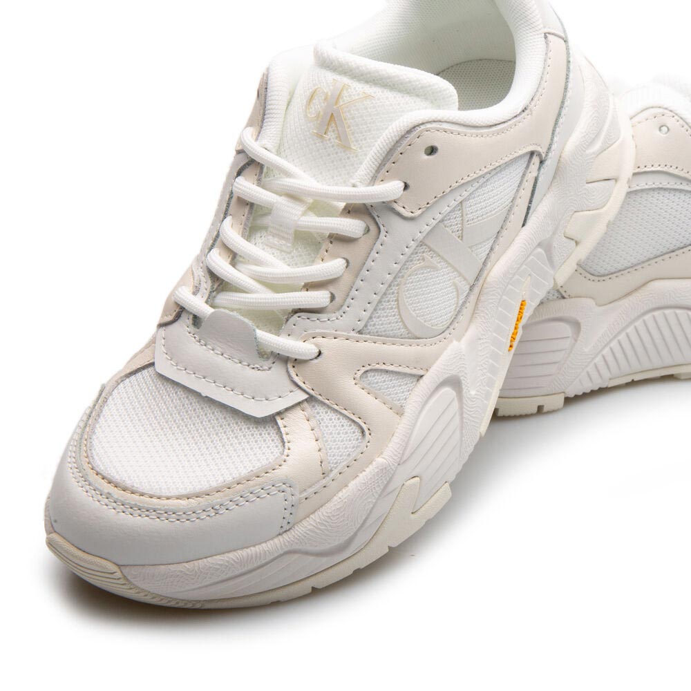 Vibram Chunky Runner Leather Mix Sneaker - White