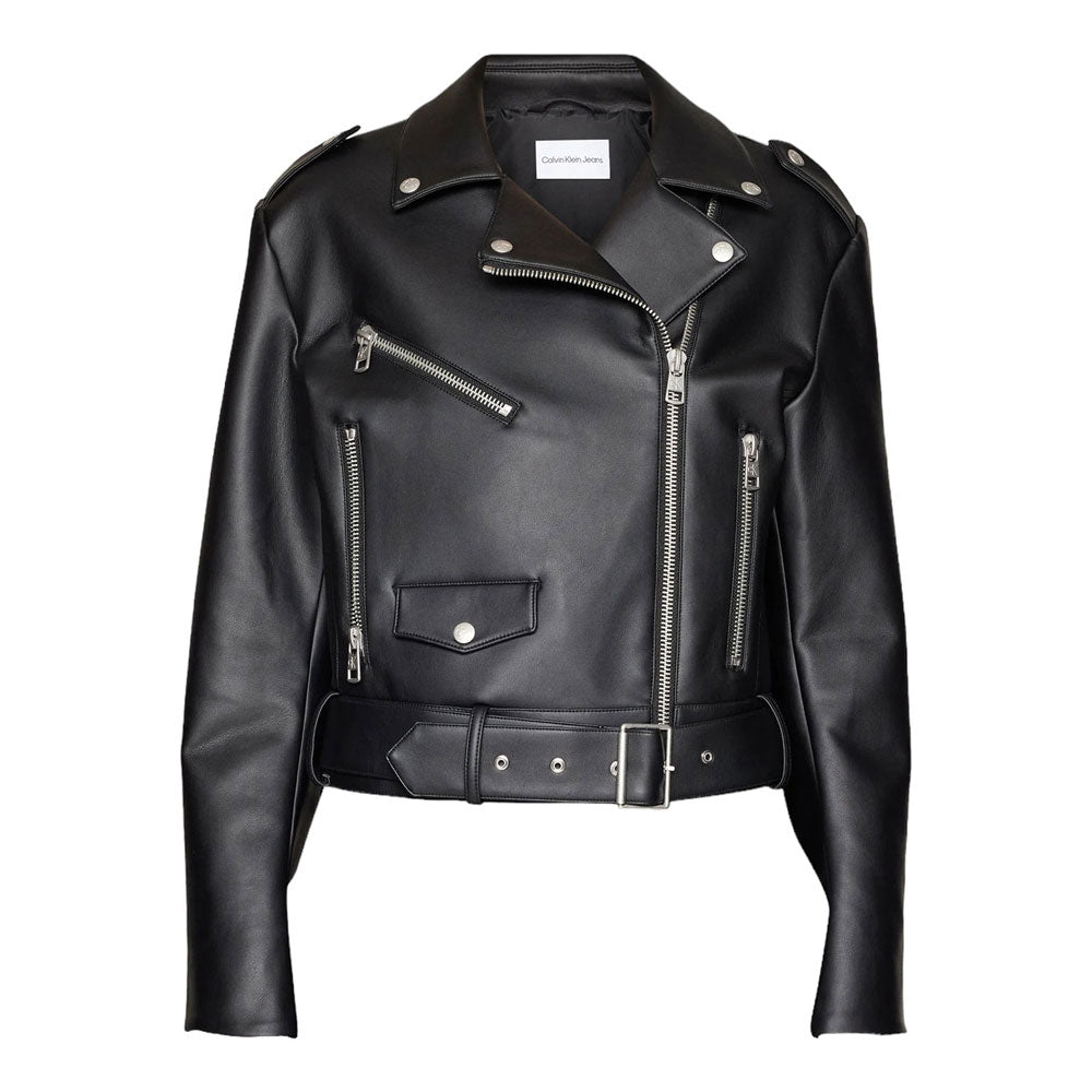 Classic Faux Leather Biker Jacket - Black