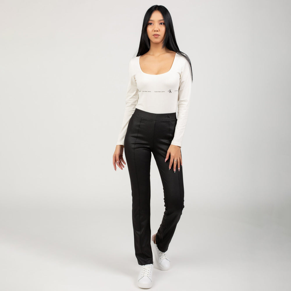 Womens Coated Milano Split Pants - Black