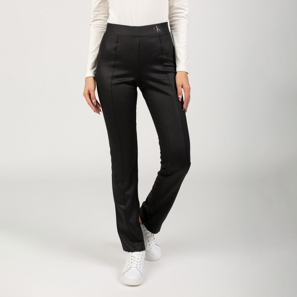 Womens Coated Milano Split Pants - Black