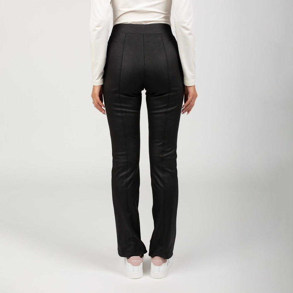 Womens Coated Milano Split Pants - Black