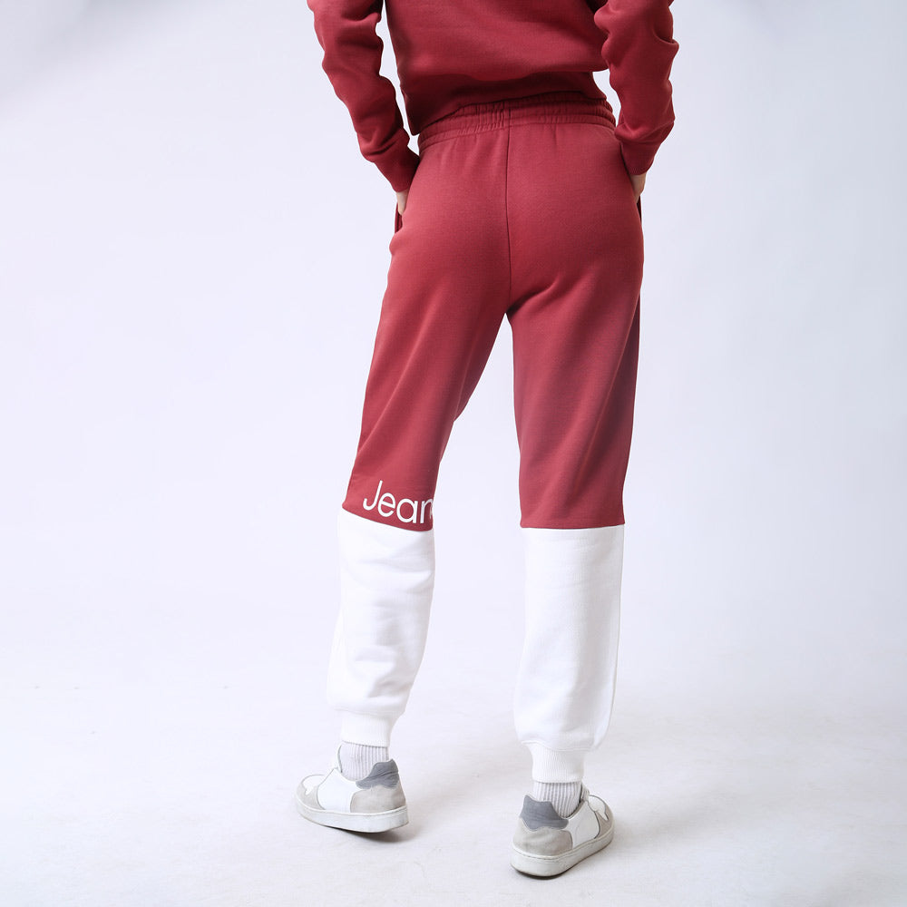 Color Blocking Cuffed Jog Pants - Red