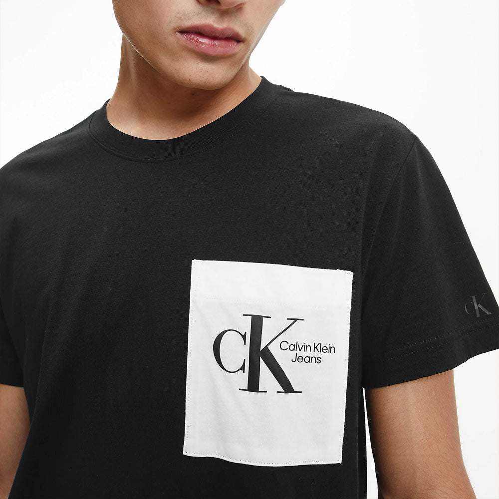 Contrast Pocket Cotton T-Shirt - Black