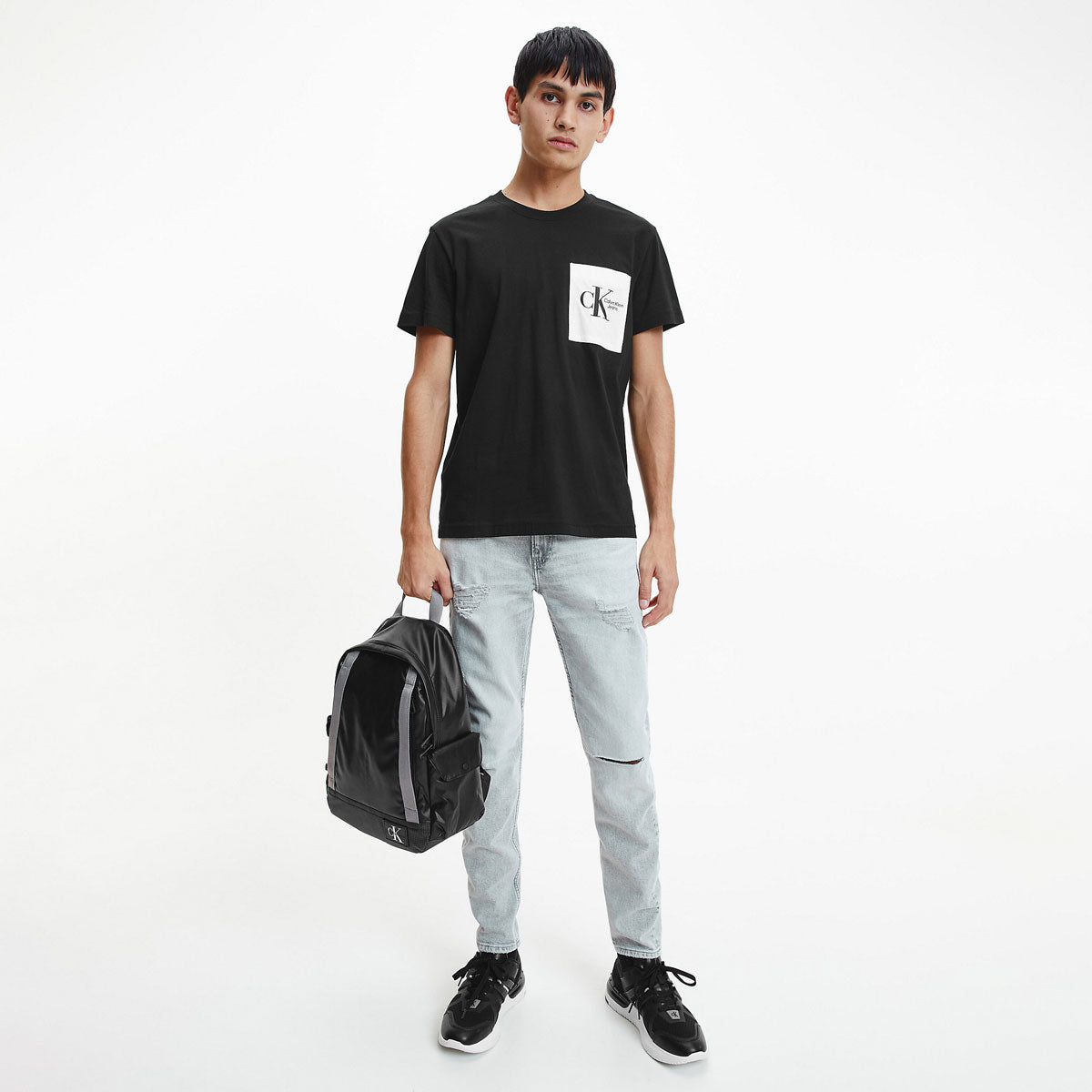 Contrast Pocket Cotton T-Shirt - Black