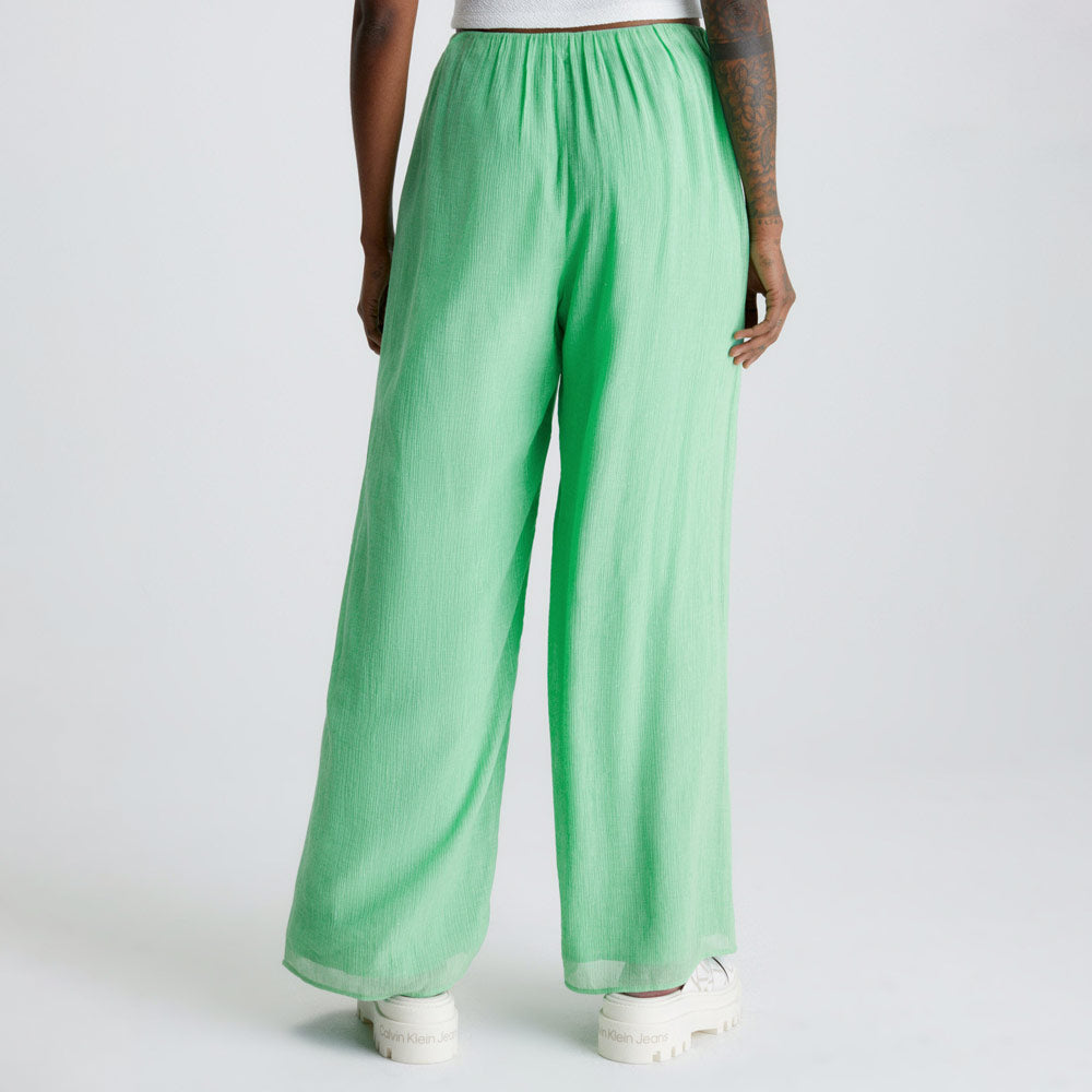 Crinkle Long Straight Pants - Green