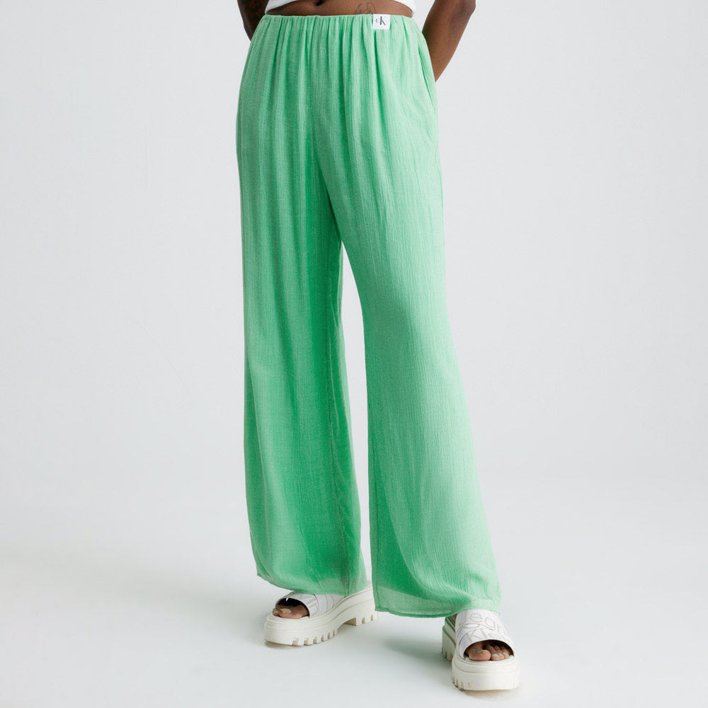 Crinkle Long Straight Pants - Green