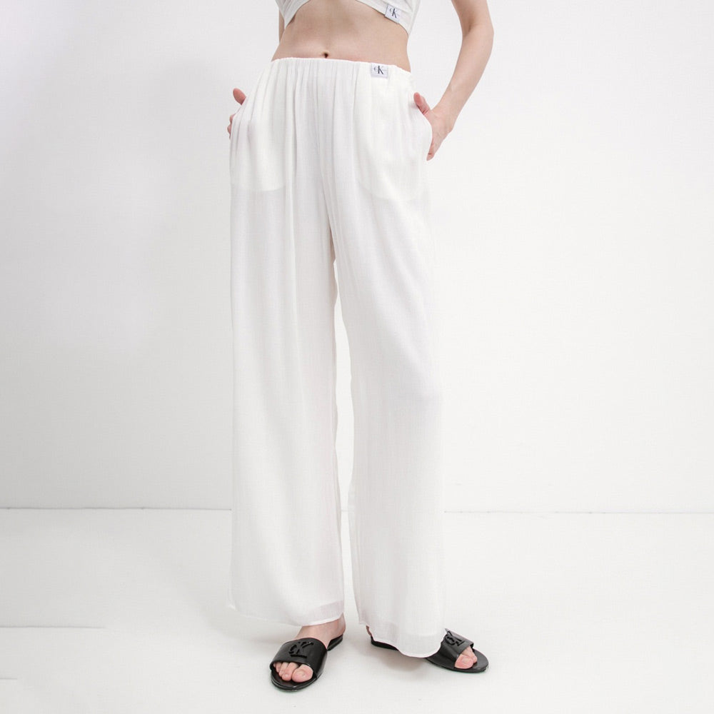 Crinkle Long Straight Pants - Off White