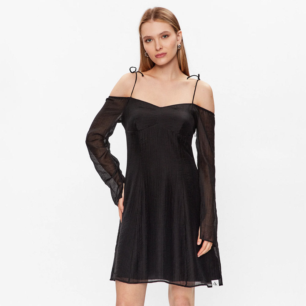 Crinkle Mini Dress - Black