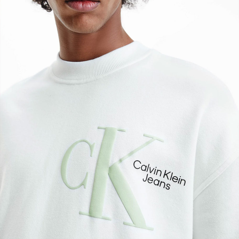 Dynamic Crew Neck Cotton Sweater - White