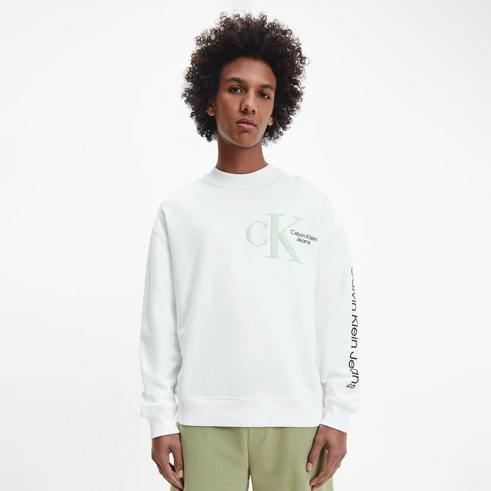 Dynamic Crew Neck Cotton Sweater - White