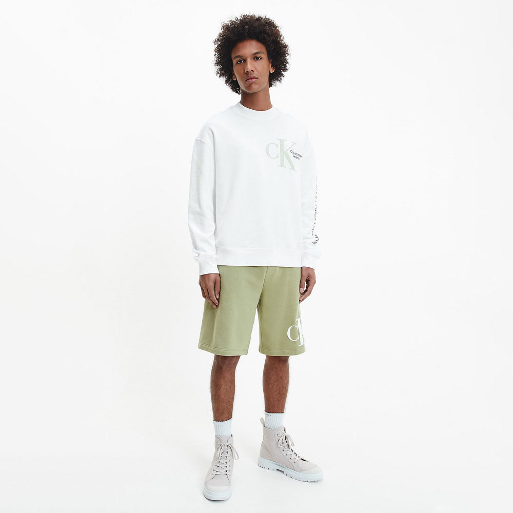 Dynamic Crew Neck Cotton Sweater - White