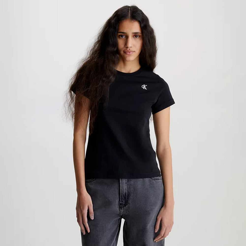 Embroidery Slim T-Shirt - Black