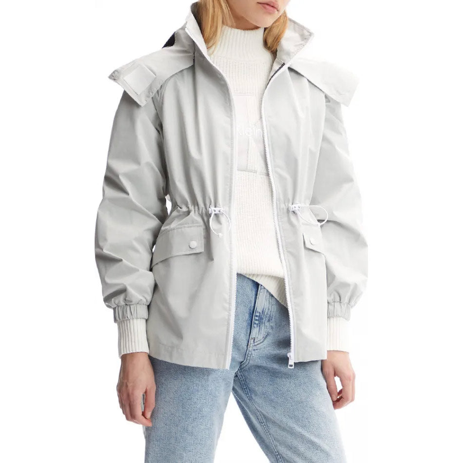 Feminine Waisted Jacket - Light Grey