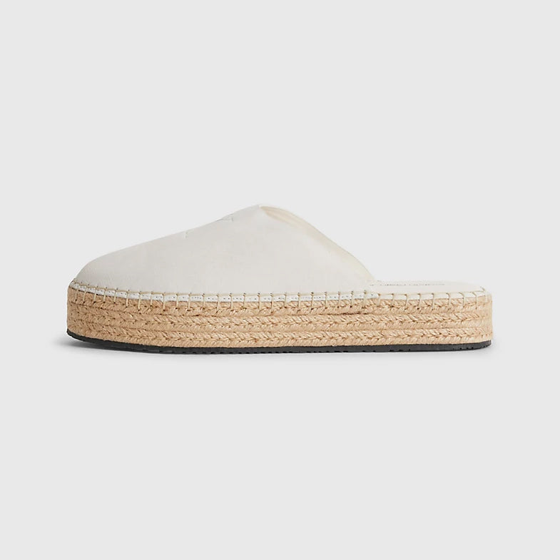 Flatform Suede Mule Espadrilles - White