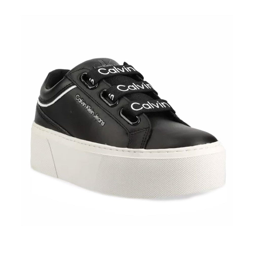 Flatform Branded Lace Sneakers - Black