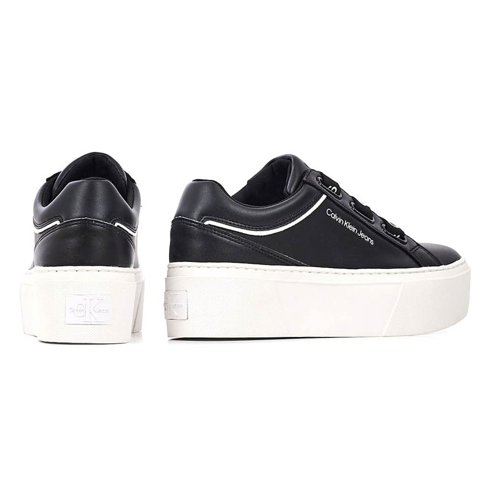 Flatform Branded Lace Sneakers - Black