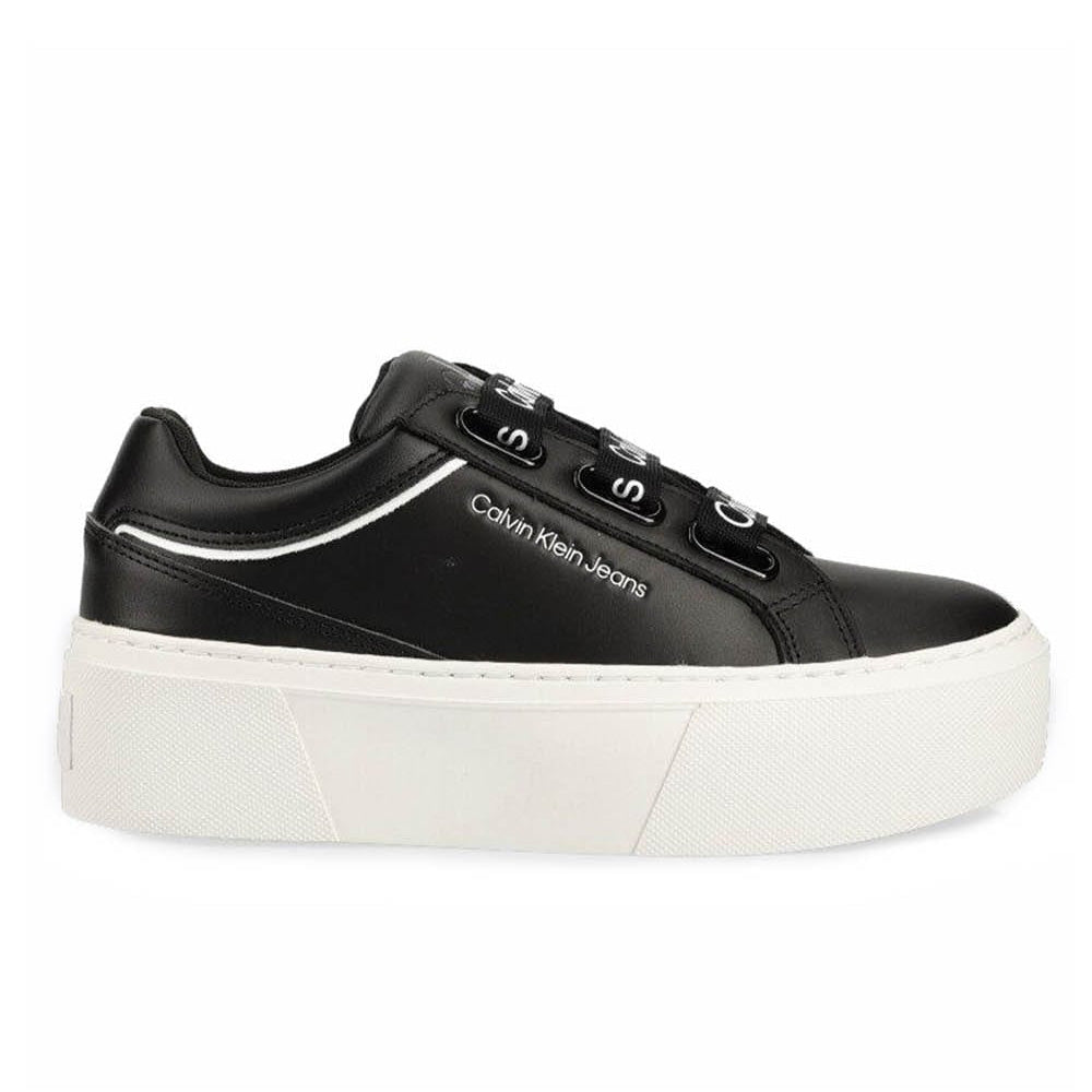 Flatform Branded Lace Sneakers - Black