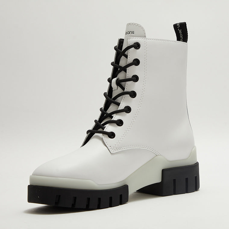 Combat Lace-up Boots - White Multi