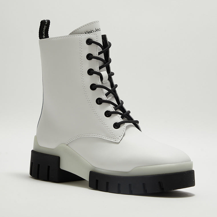 Combat Lace-up Boots - White Multi