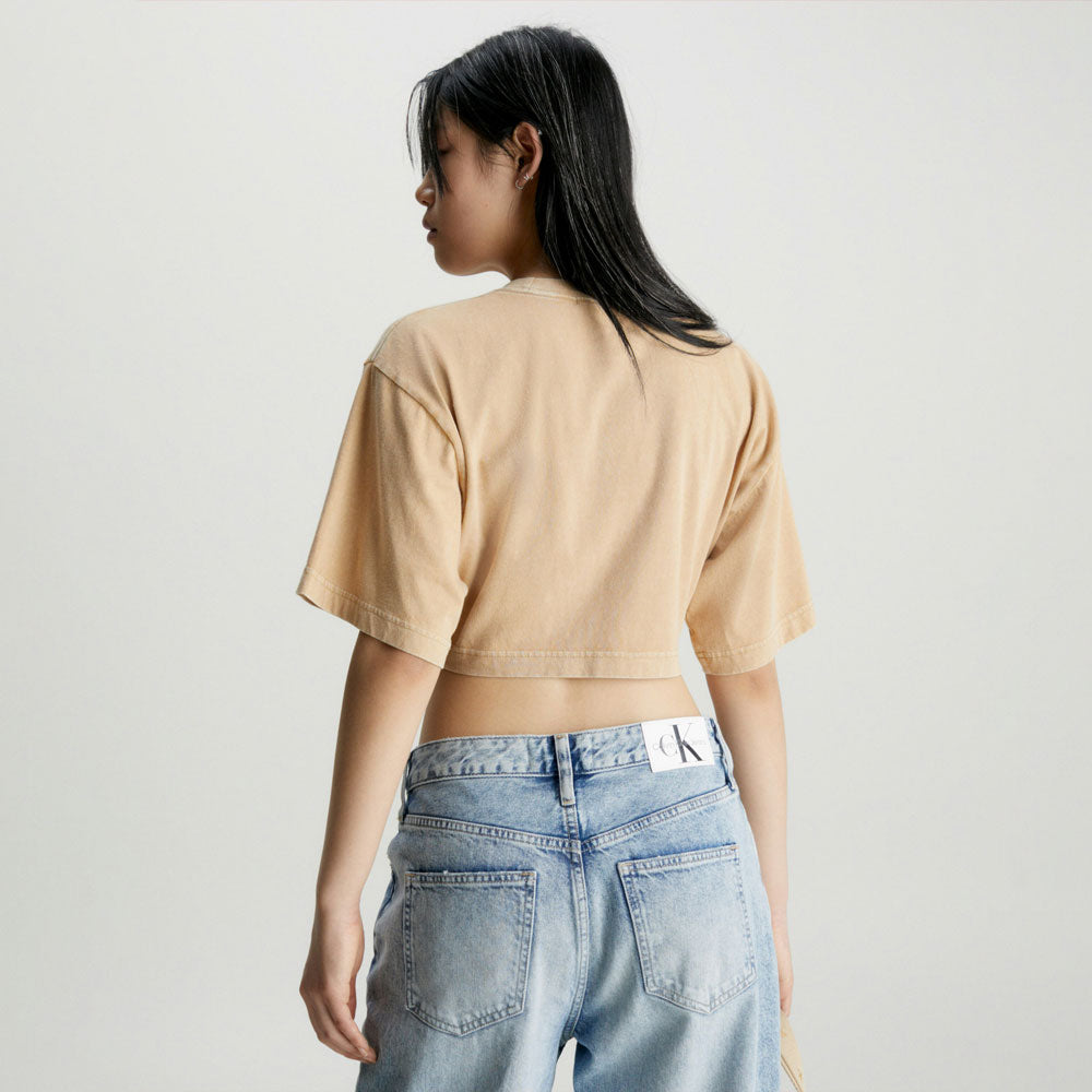 Darted Cropped T-Shirt - Brown