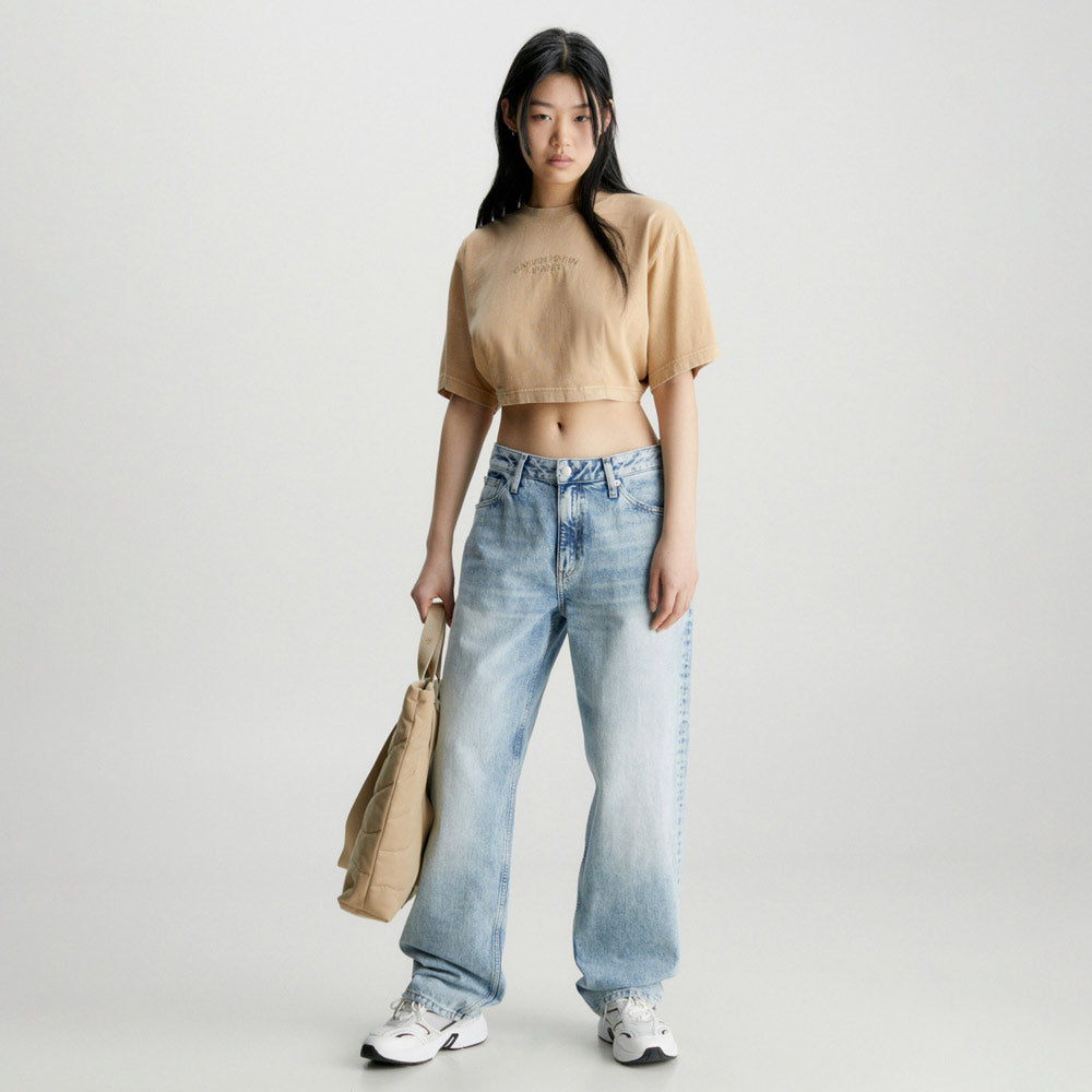 Darted Cropped T-Shirt - Brown