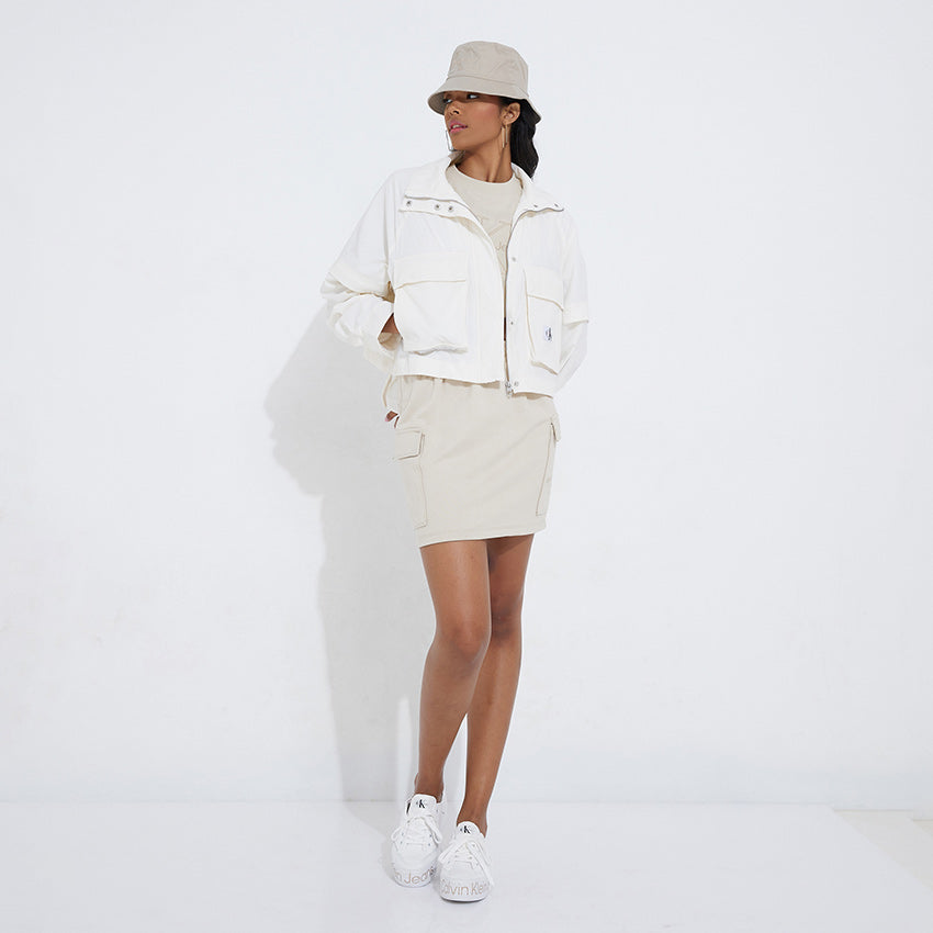 Gathered Hem Utility Jacket - Off White