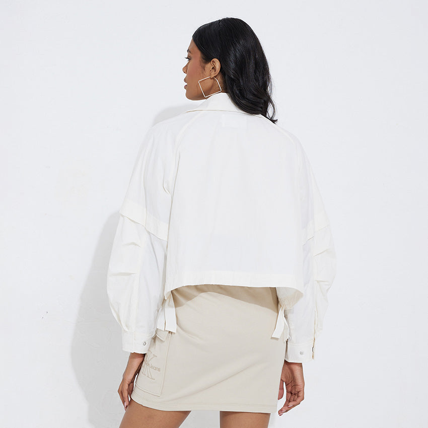 Gathered Hem Utility Jacket - Off White