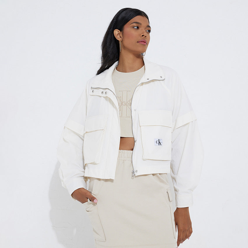 Gathered Hem Utility Jacket - Off White