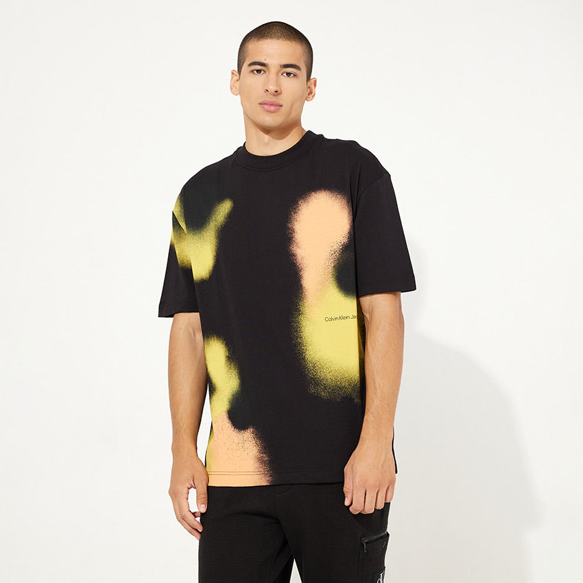 Graphic Spray Print T-Shirt - Black