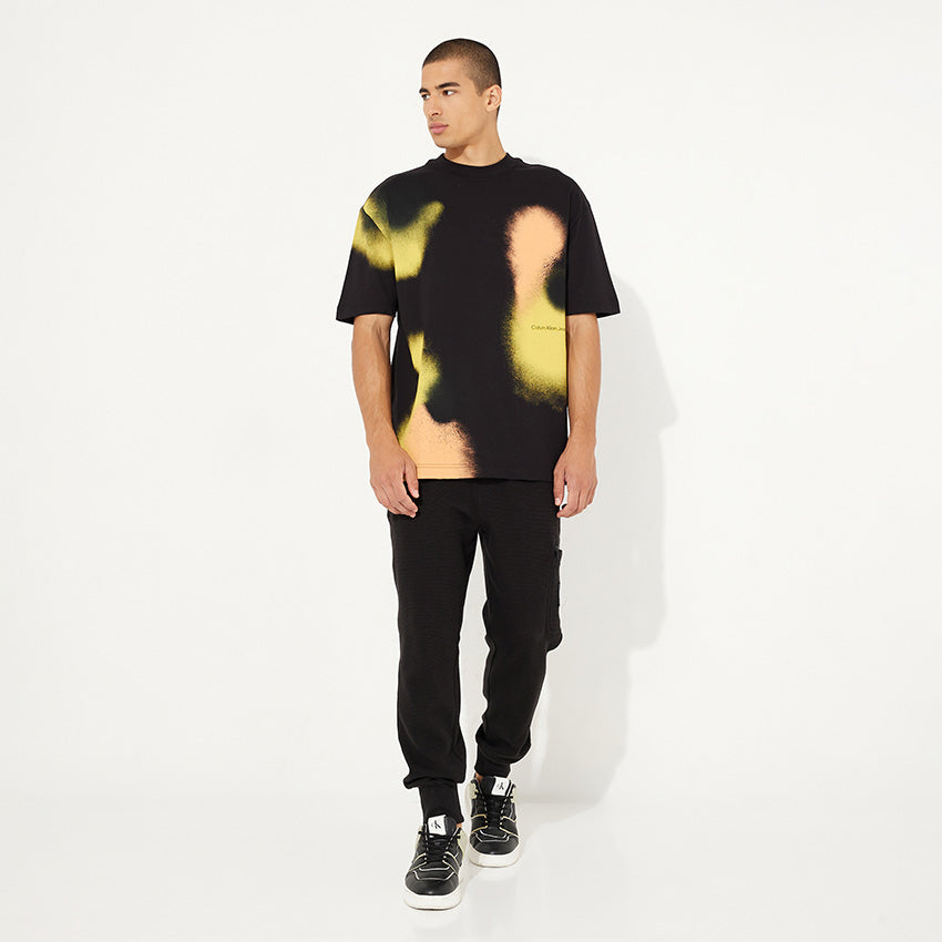 Graphic Spray Print T-Shirt - Black