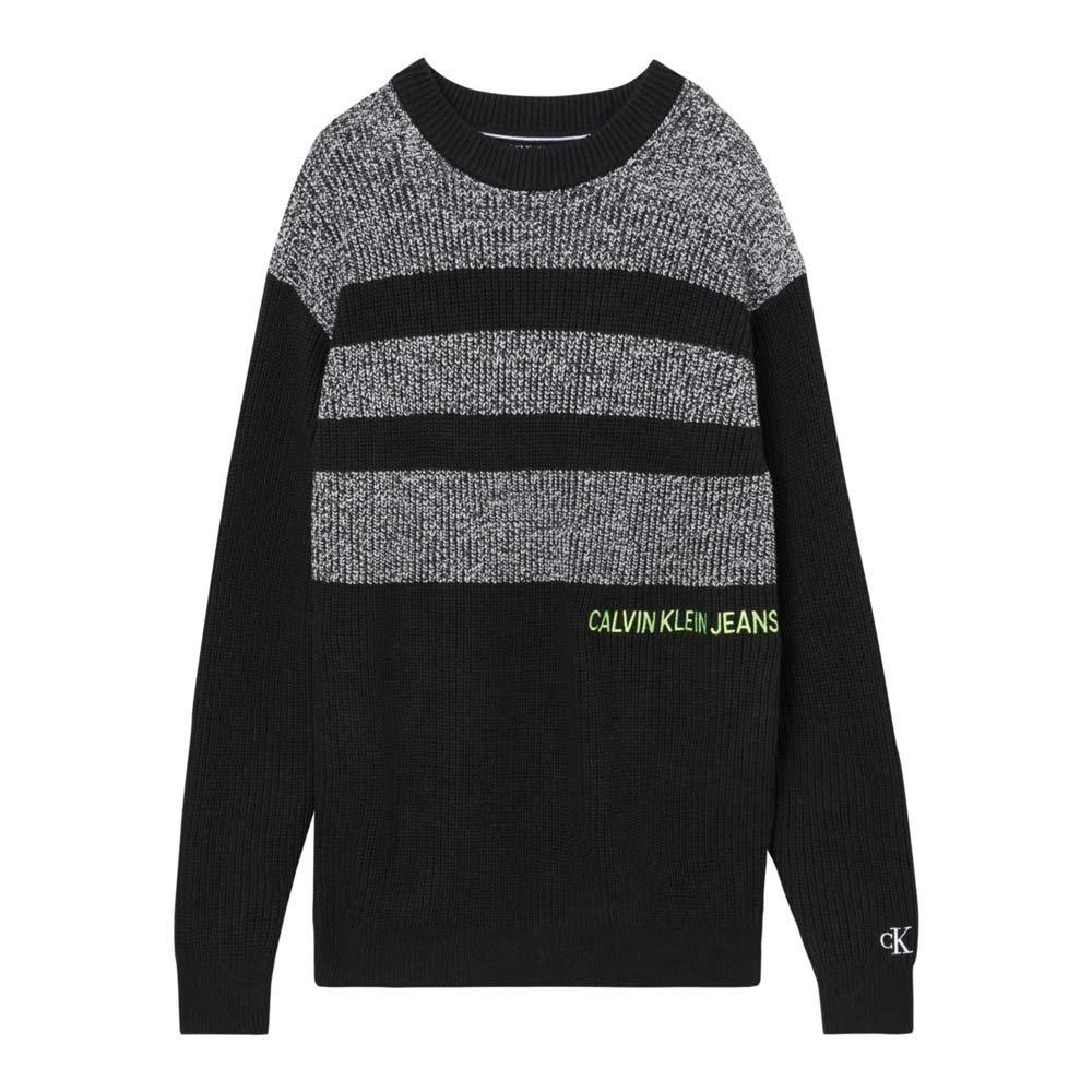 Heather Blocked Mens Sweater - Black