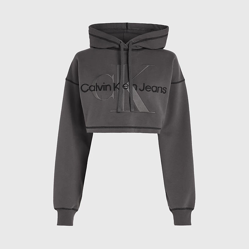 Monologo Crop Hoodie - Washed Black