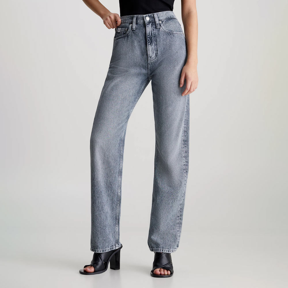 High Rise Straight Jeans - Denim Grey