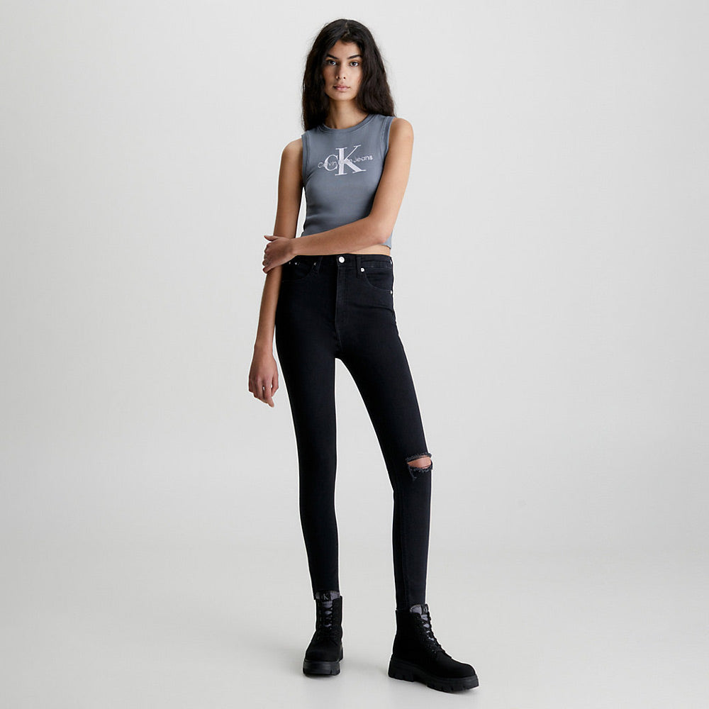 High Rise Super Skinny Ankle - Denim Black