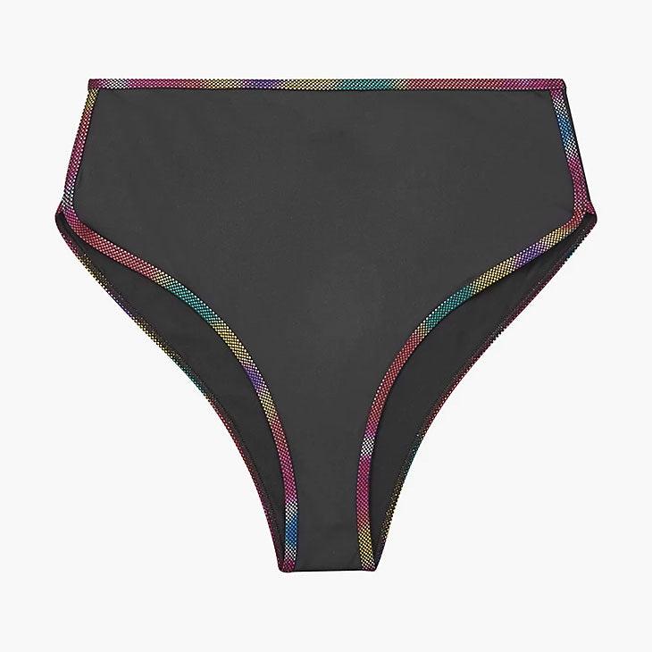 High Waist Cheeky Bikini Bottom - Black