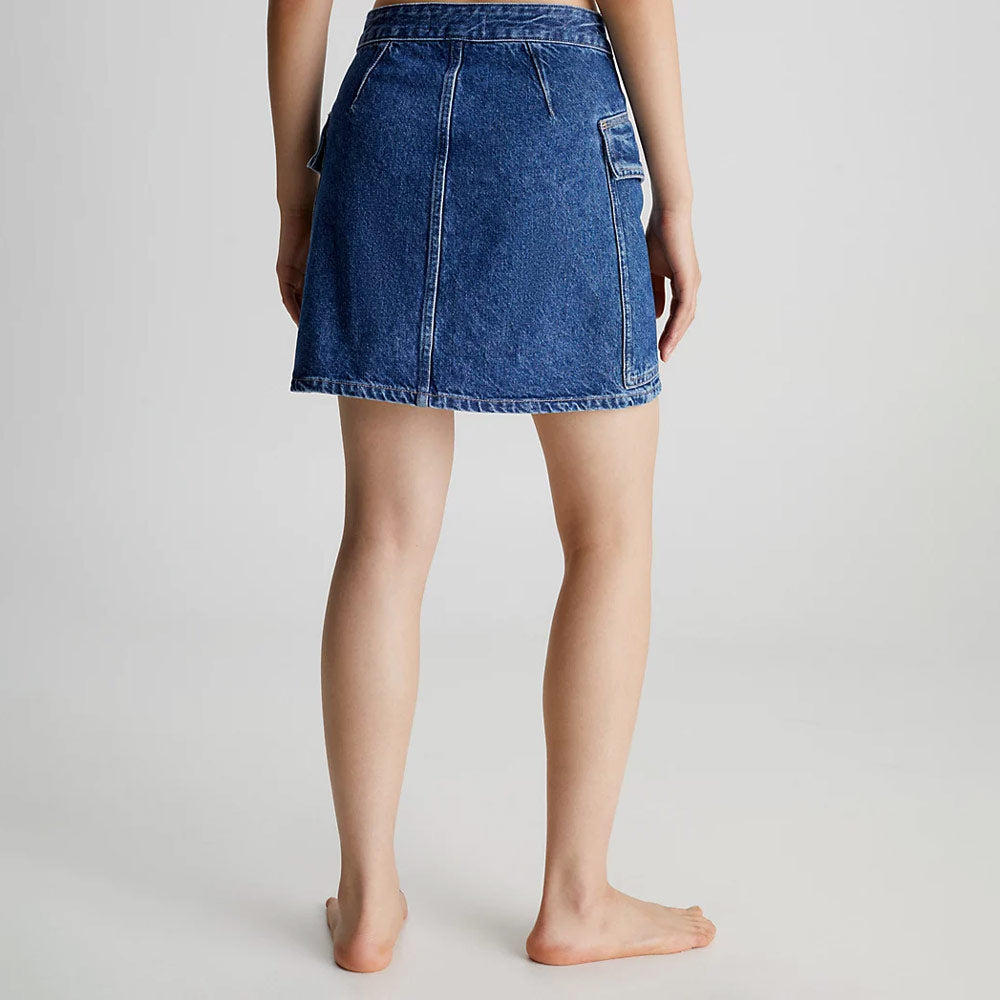 A-Line Mini Utility Skirt  - Denim Medium