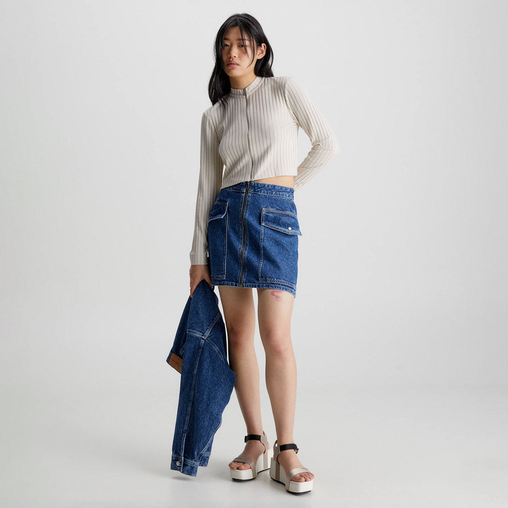 A-Line Mini Utility Skirt  - Denim Medium