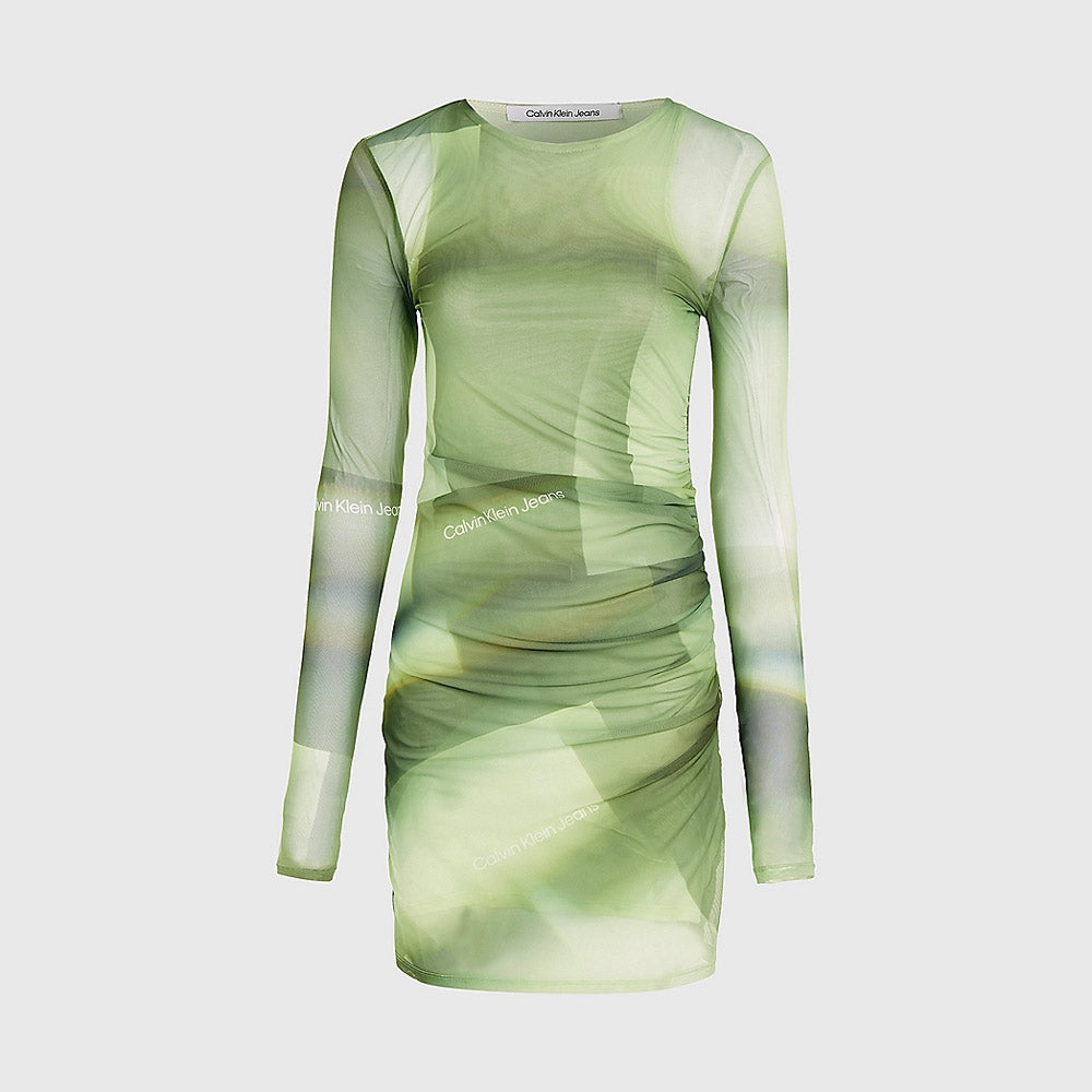 Illuminated Mesh Dress - Green Multi