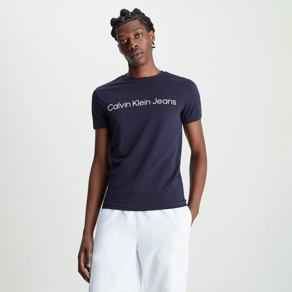 Insitutional Logo Men's Slim T-Shirt - Navy