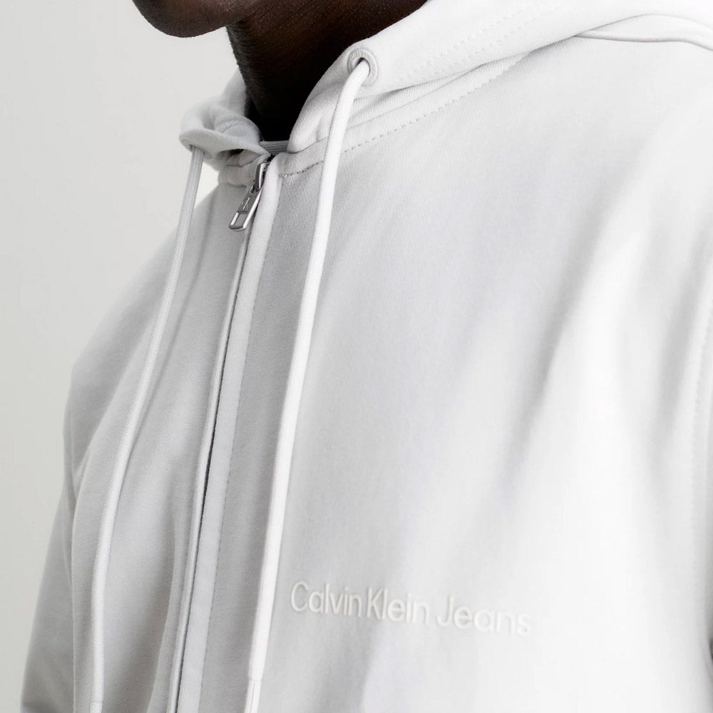 Institutional Zip Through Hoodie - Light Grey