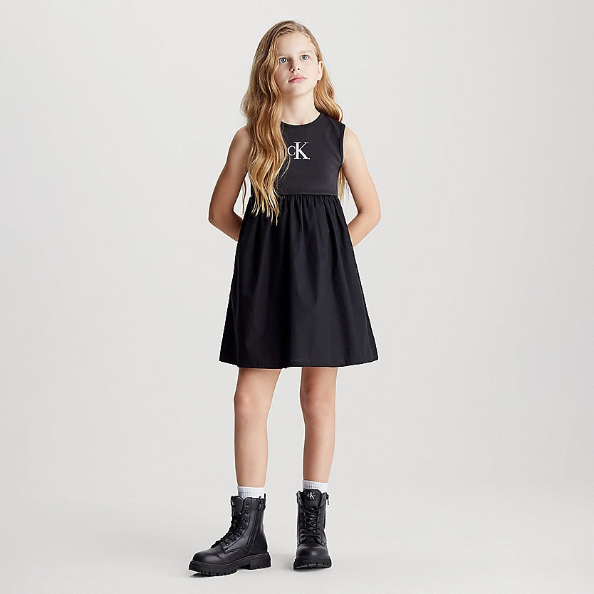 Kids Iridescent Monogram Dress - Black