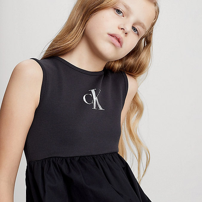 Kids Iridescent Monogram Dress - Black