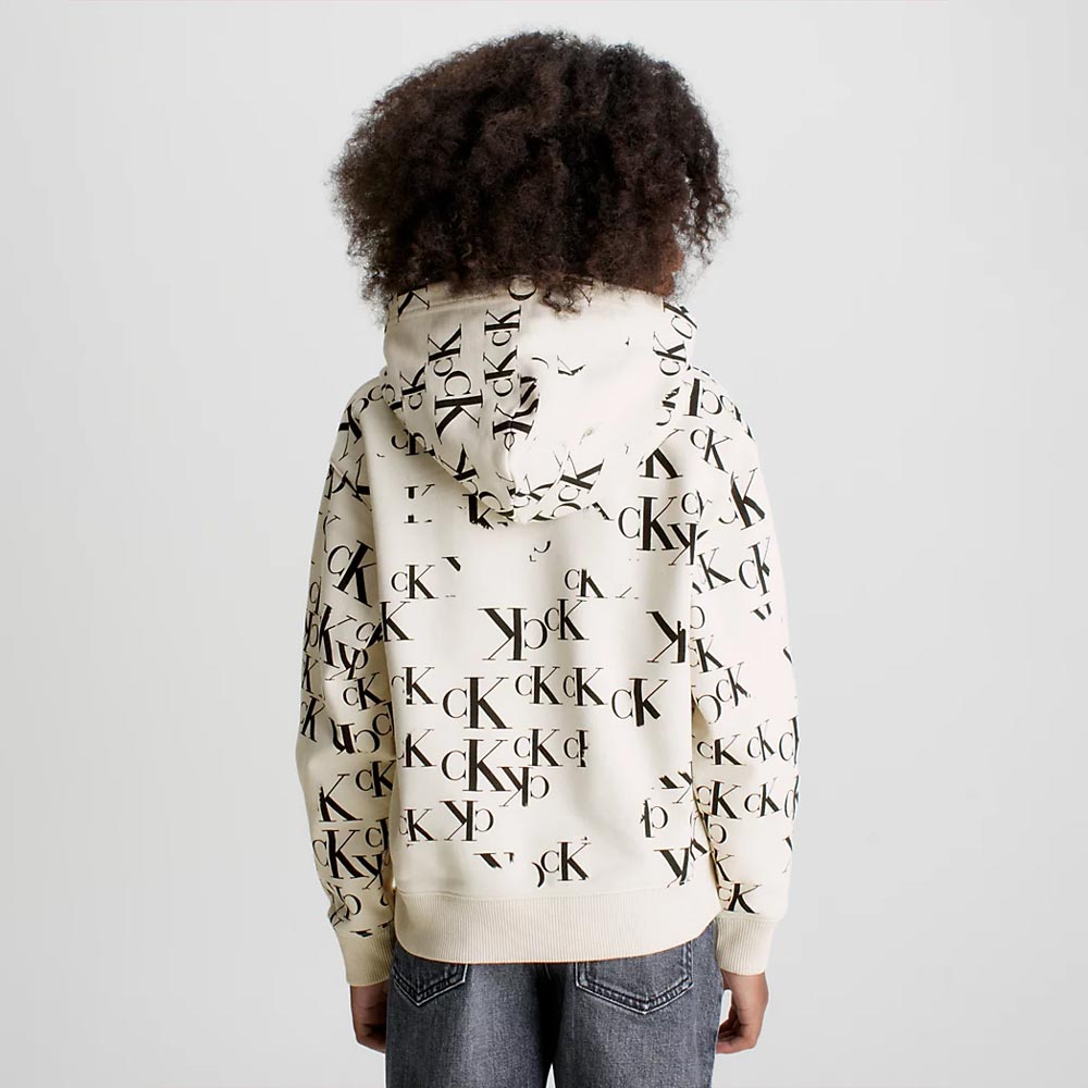 Kids All Over Print Monogram Hoodie - Light Grey