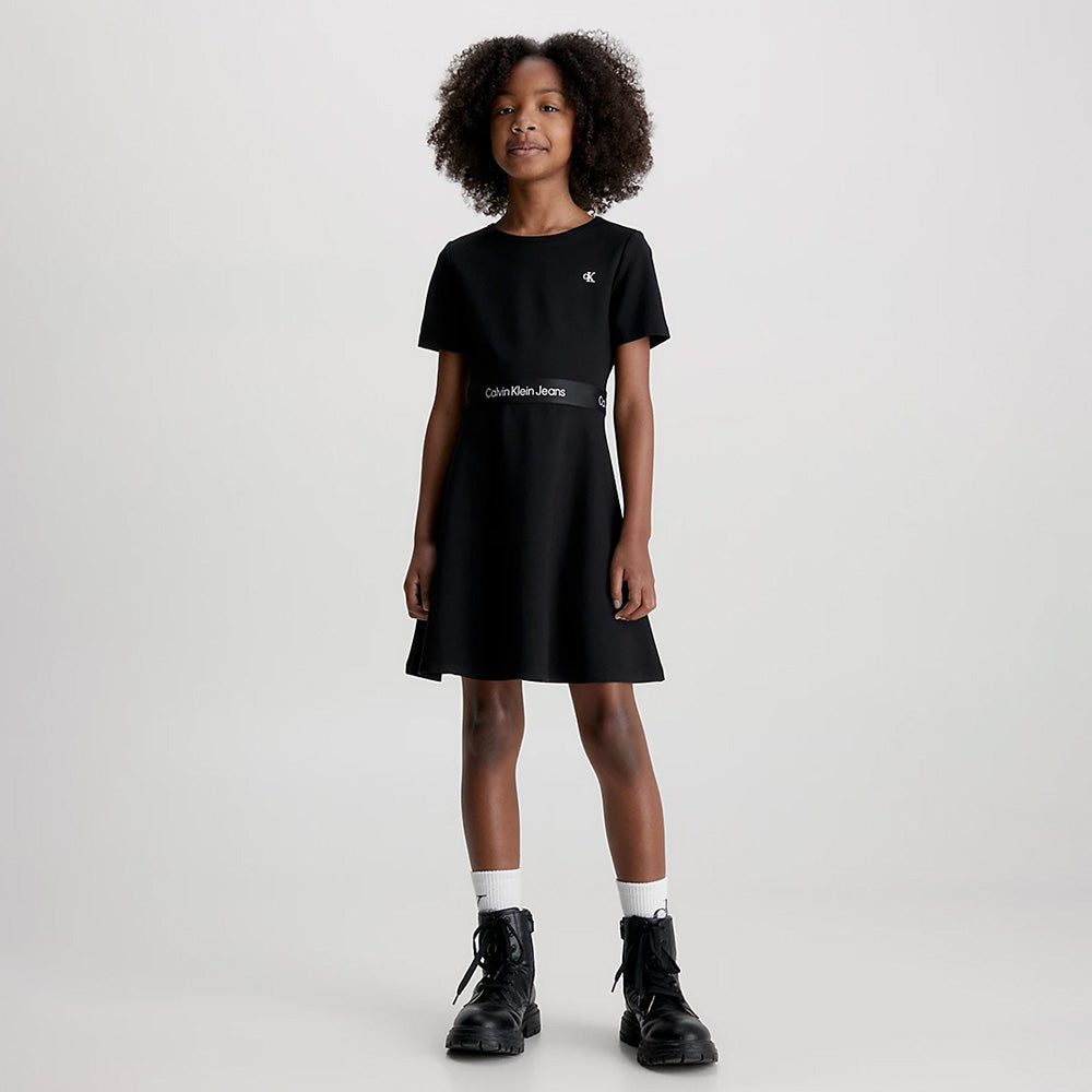 Kids Punto Tape Dress - Black