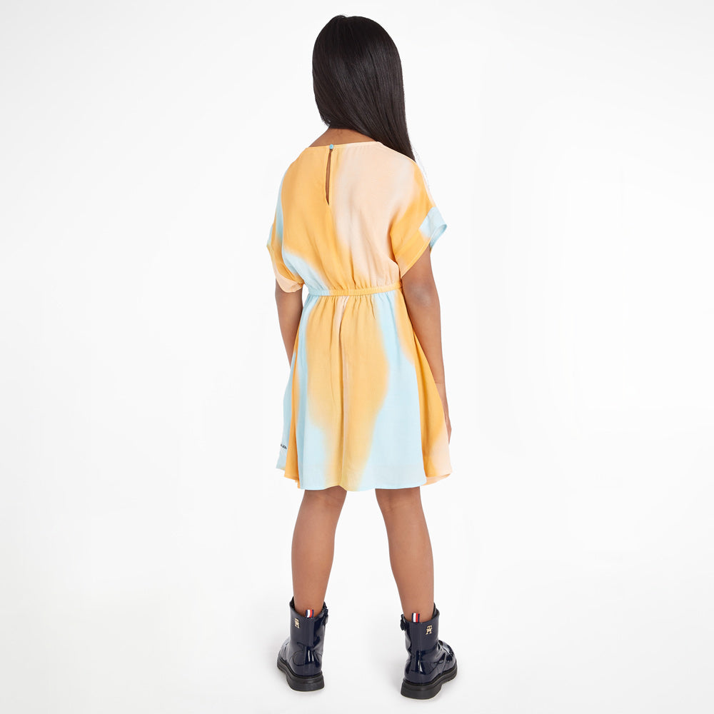 Kids Summer Woven Short Sleeve Dress - Multi