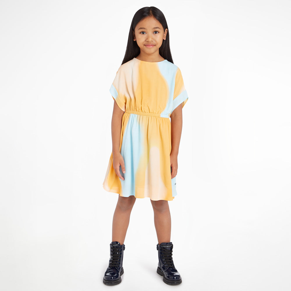 Kids Summer Woven Short Sleeve Dress - Multi