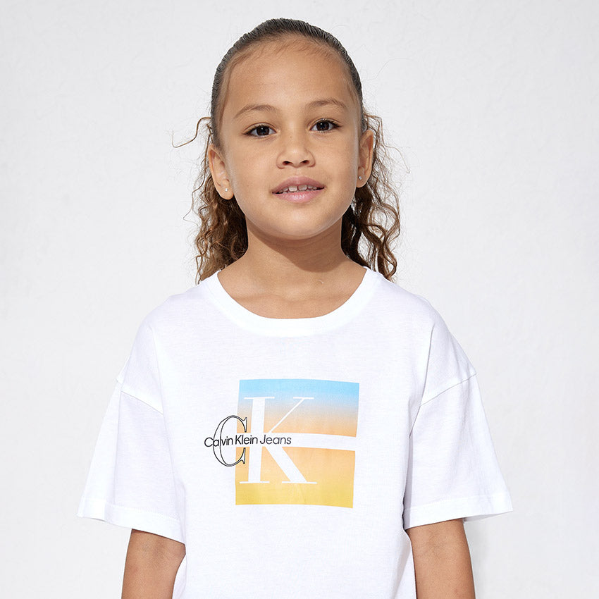 Kids Summer Gradient Graphic T-Shirt - White