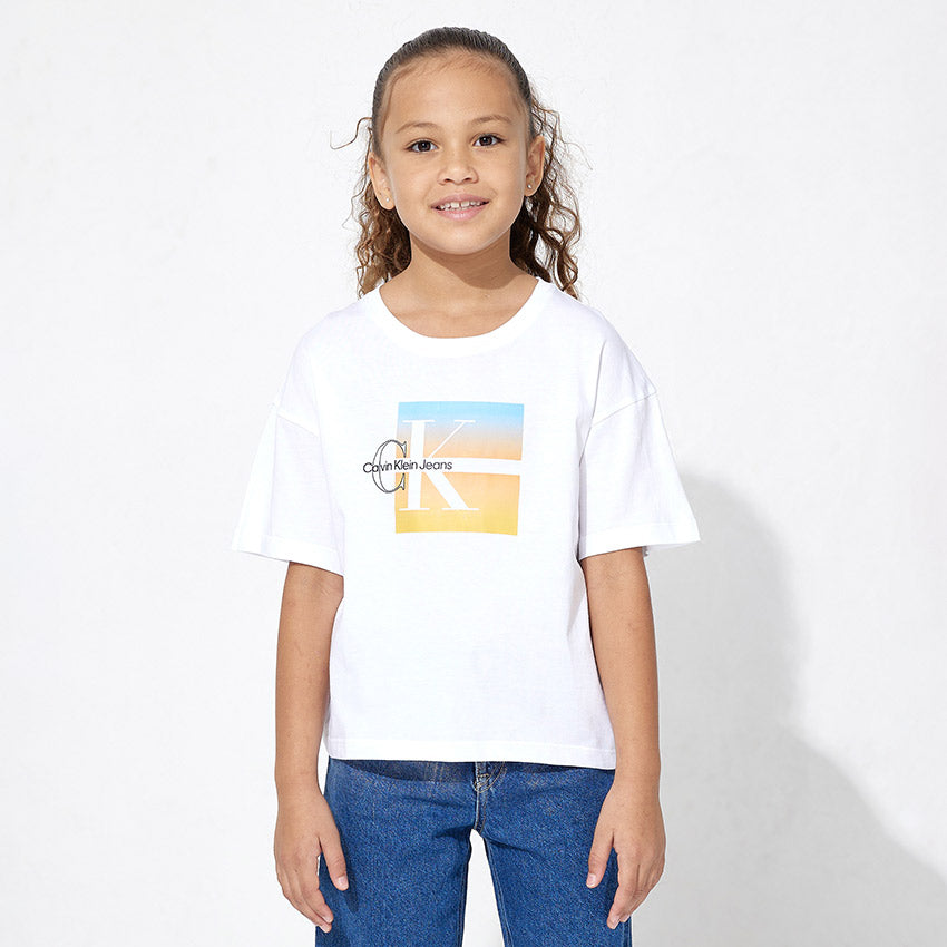 Kids Summer Gradient Graphic T-Shirt - White